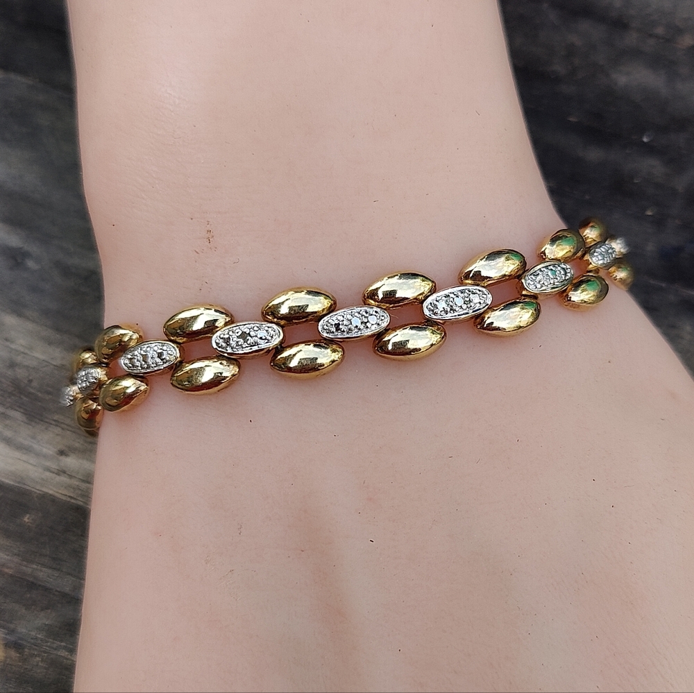 Ross-Simons 14k Vermeil Sterling Silver Diamond Bracelet - Picture 7 of 8